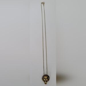 Delicate Gold Cable Chain Necklace With Lion Head Charm